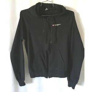 California Fleece CrossFit Hoodie Black Long Sleeves Zip Up Pockets Print Size M